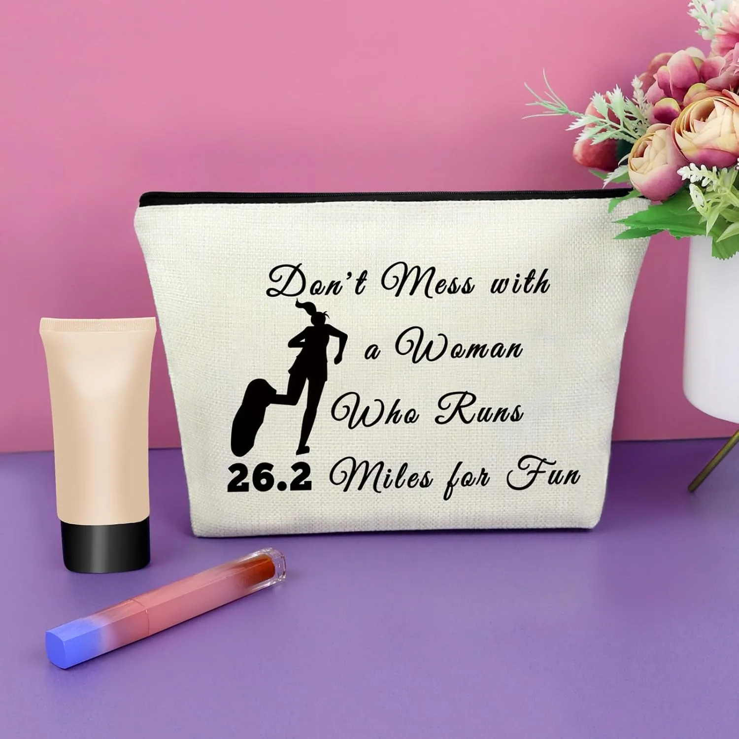 Sazuwu Running Gifts for Girls Makeup Bag Marathon Runner Gifts Running Themed Gifts Cosmetic Bag Running Lover Gift Ideas Cross Country Running Gifts for Mom Aunt Birthday Christmas Gift