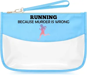Sazuwu Running Gifts for Women Birthday Blue Makeup Bags with Zipper Marathon Runner Gifts Running Themed Cosmetic Travel Bag Organizer Run Lover Christmas for Friends