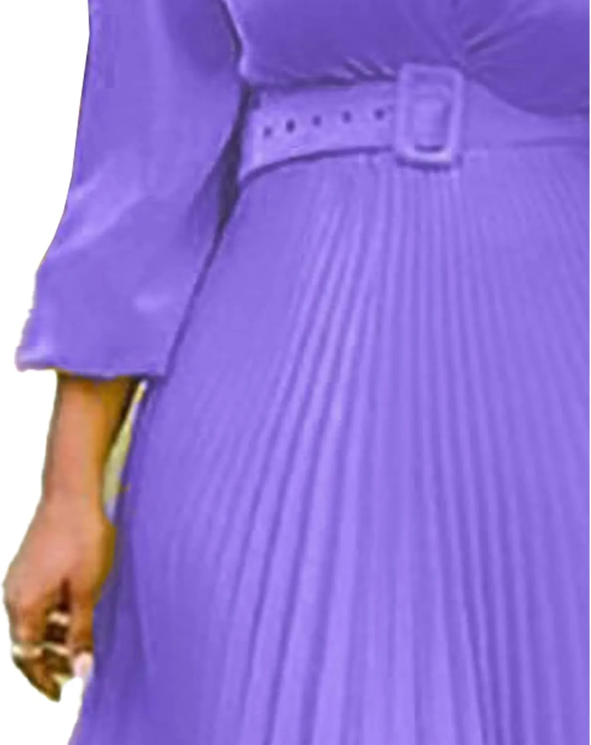 SEMATOMALA Women's Plus Size Wrap V Neck Maxi Dress Long Sleeve Pleated A Line Party Prom Wedding Swing Long Skirts