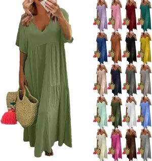 Shirt Dresses for Women Oversized Baggy Flowy Cotton Linen Maxi Dress Casual Summer Beach Vacation Outfits