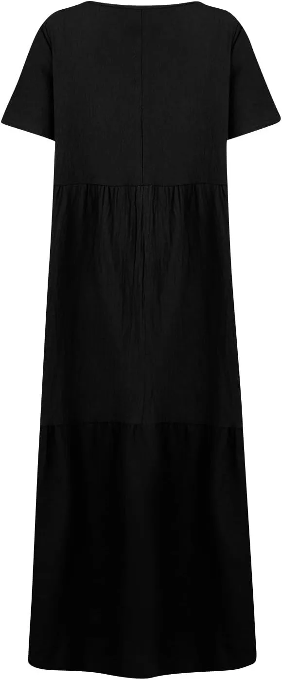 Shirt Dresses for Women Oversized Baggy Flowy Cotton Linen Maxi Dress Casual Summer Beach Vacation Outfits