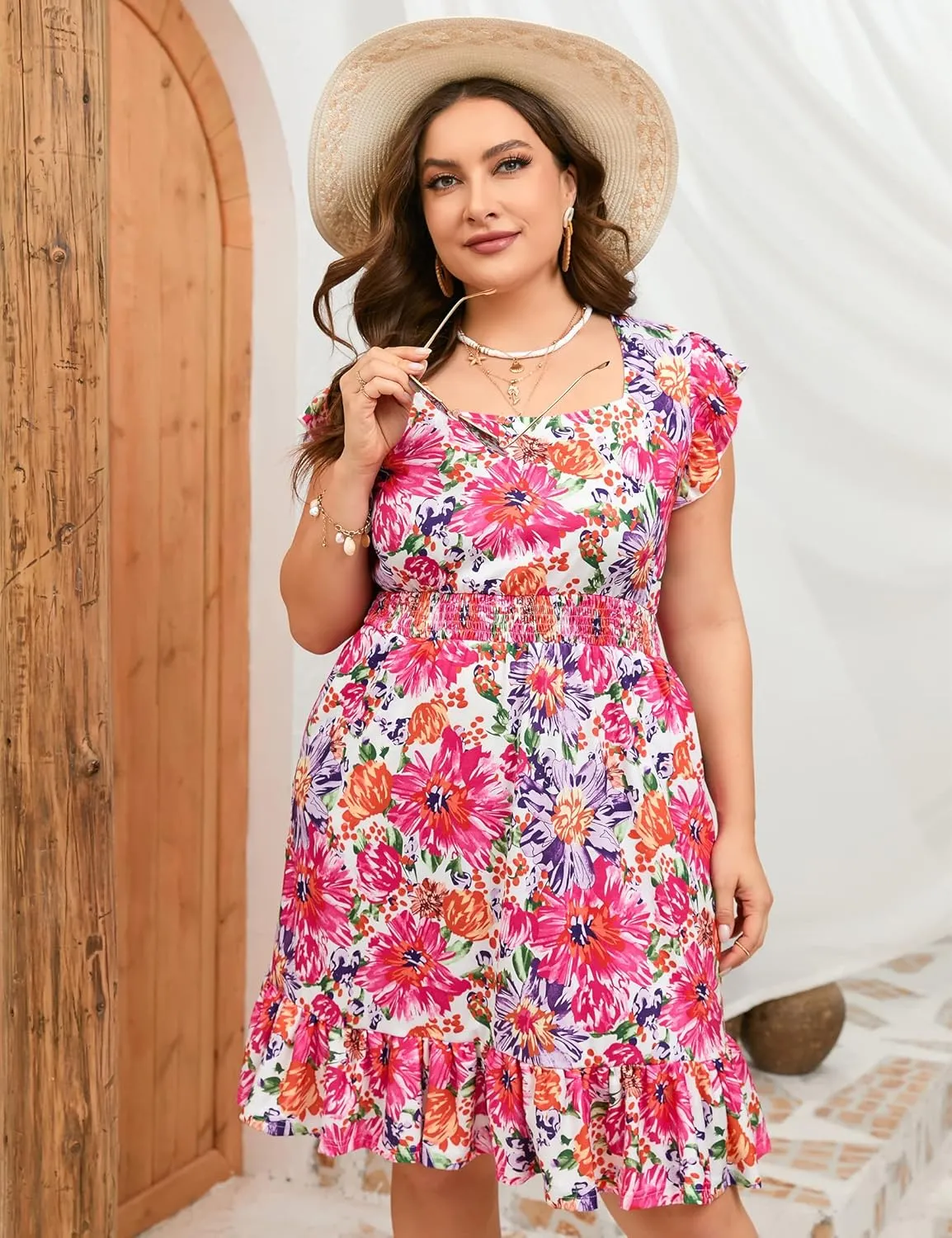 ShopWonder Womens Plus Size Summer Casual Tshirt Dresses Sleeveless Tie Dye Swing Sun Dress Beach Swimsuit Cover Ups
