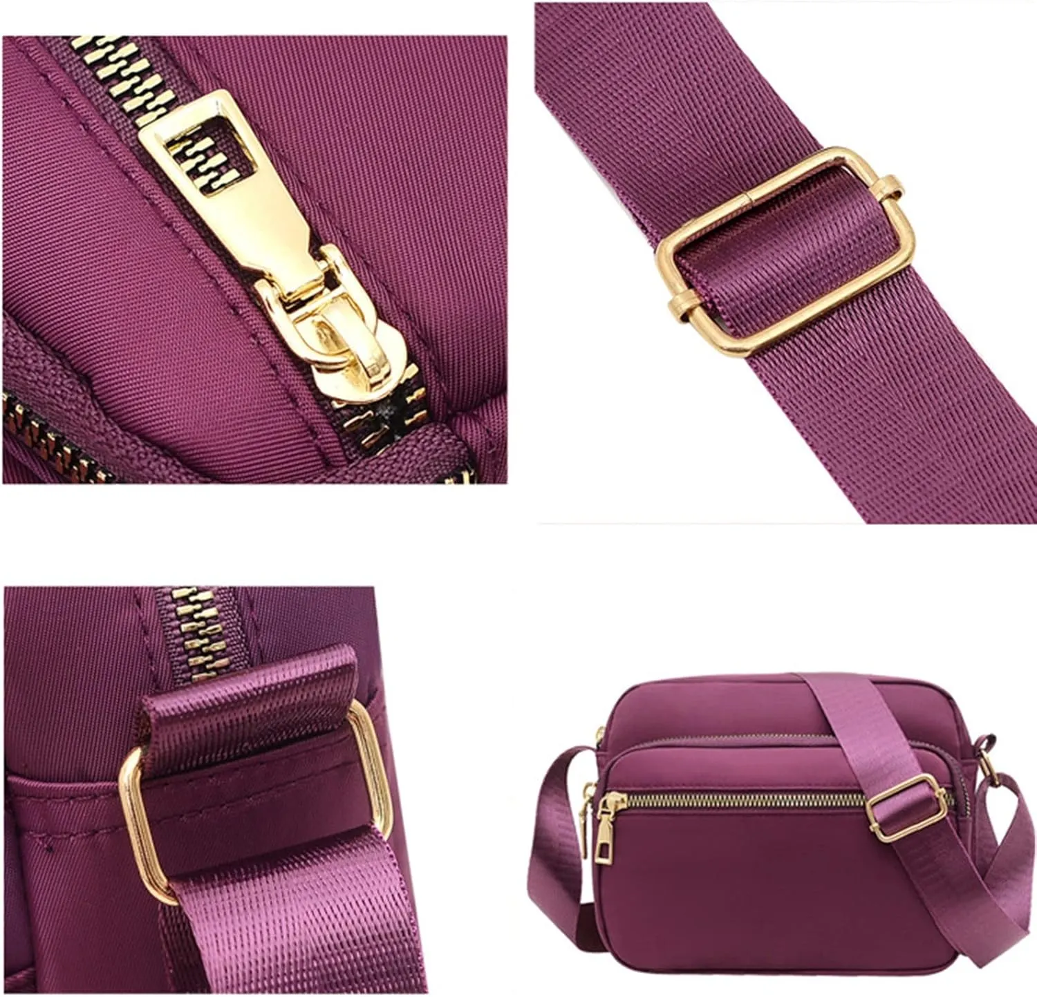Shoulder Bag Men Women Classic Small Nylon Crossbody Bag Phone Purse Ladies Lightweight Messenger Sling (Red, One Size)