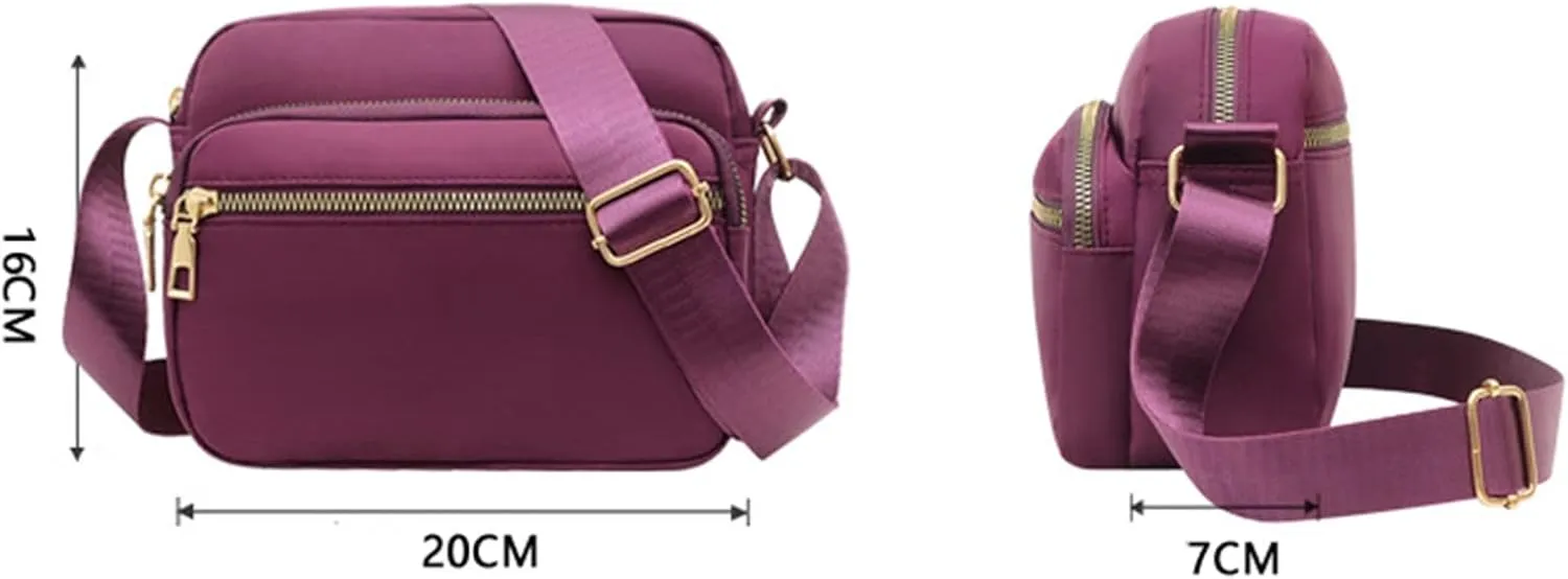 Shoulder Bag Men Women Classic Small Nylon Crossbody Bag Phone Purse Ladies Lightweight Messenger Sling (Red, One Size)