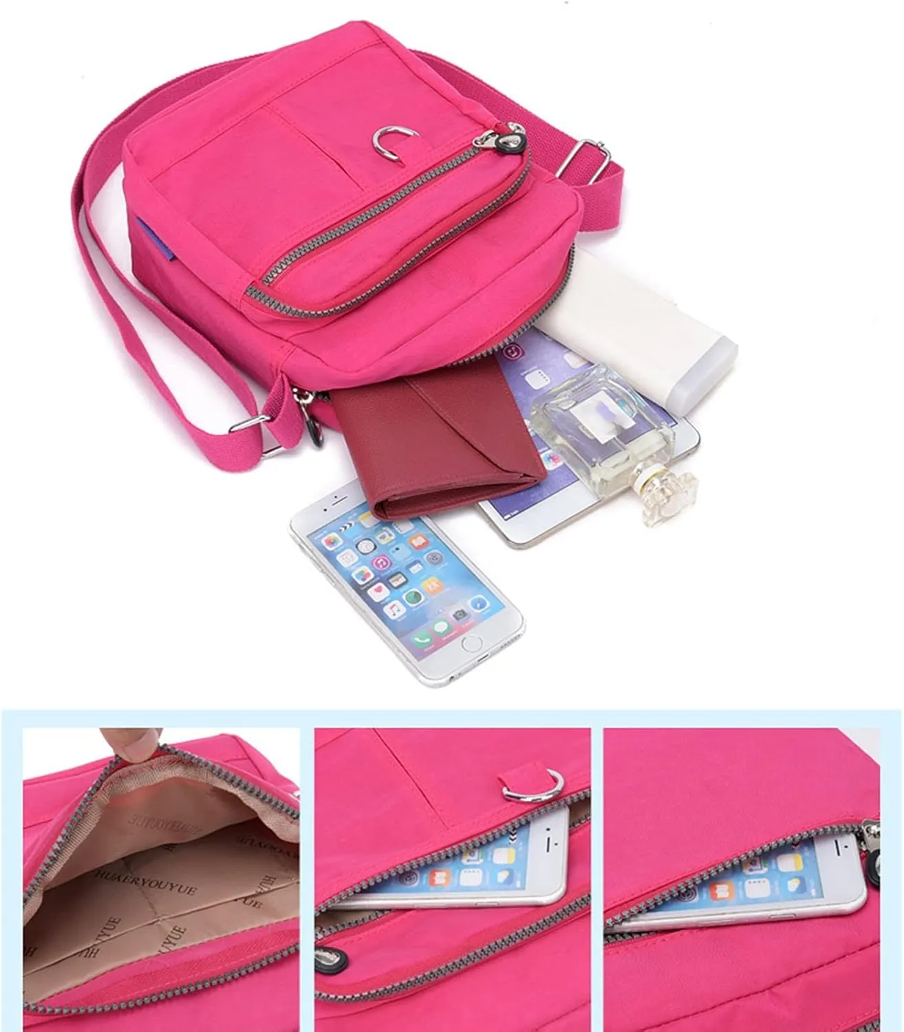 Shoulder Bags for Men Casual Nylon Purse Handbag Crossbody Bags Shoulder Bag Handbag For Women Small (Grey, One Size)