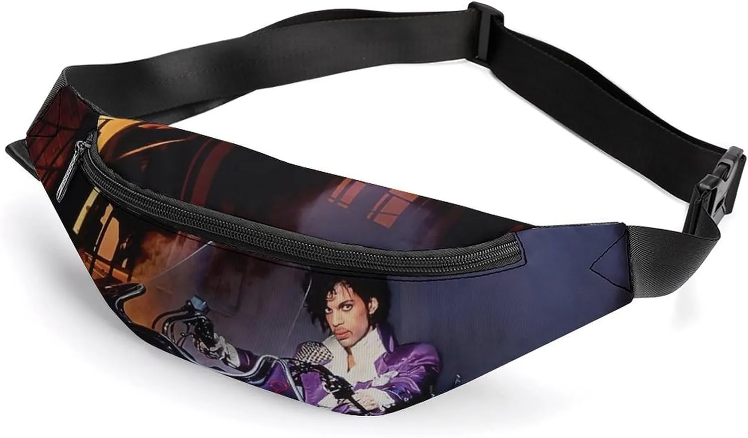 Slim Fanny Pack for Men Women,Crossbody Waist Pouch,Belt Bag for Travel Walking Running Hiking Cycling,Phone,Money Graphic Fans for Punk Purple Music Prince Rain