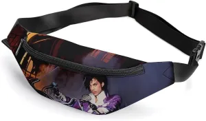 Slim Fanny Pack for Men Women,Crossbody Waist Pouch,Belt Bag for Travel Walking Running Hiking Cycling,Phone,Money Graphic Fans for Punk Purple Music Prince Rain