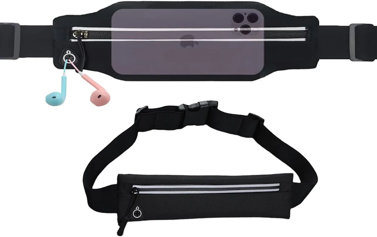 Slim Running Belt Fanny Pack for Men Women, Running Hiking Cycling Phone Holder, Reflective Runners Pouch Waist Pack for Workout, Money Belt, Running Gear Accessories GiftFits All Size Phones