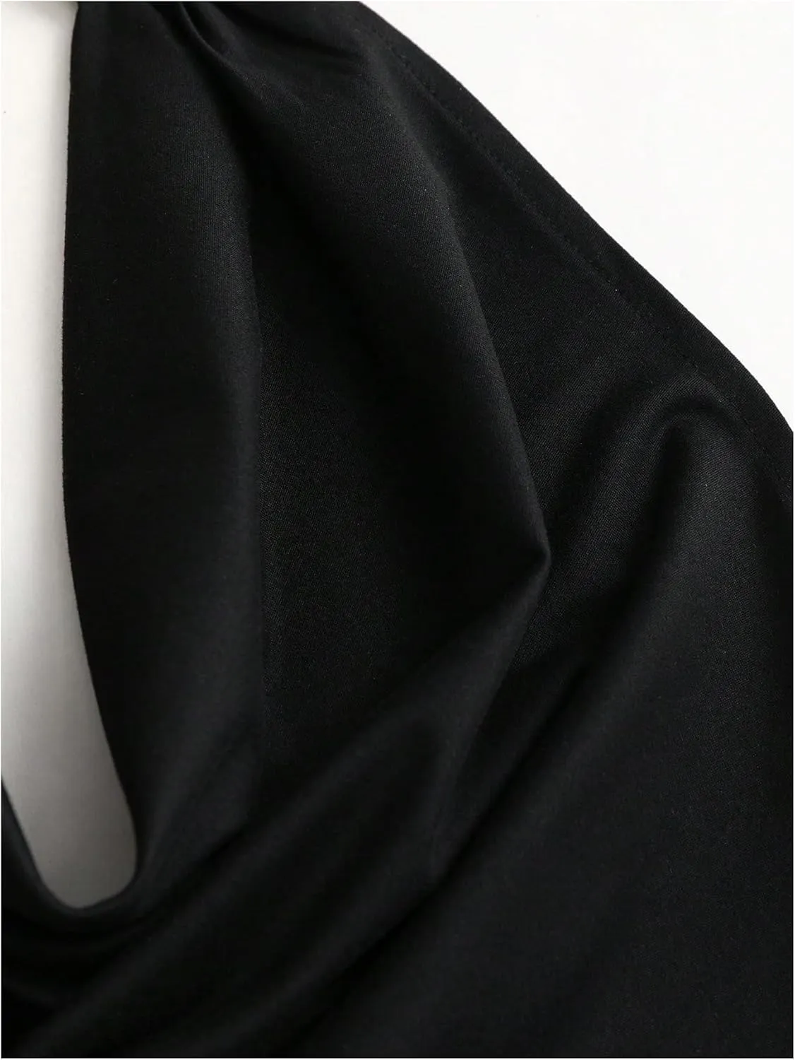 SOLY HUX Women's Halter Mini Dress Ruched Draped Cowl Neck Sleeveless Backless Bodycon Party Dresses