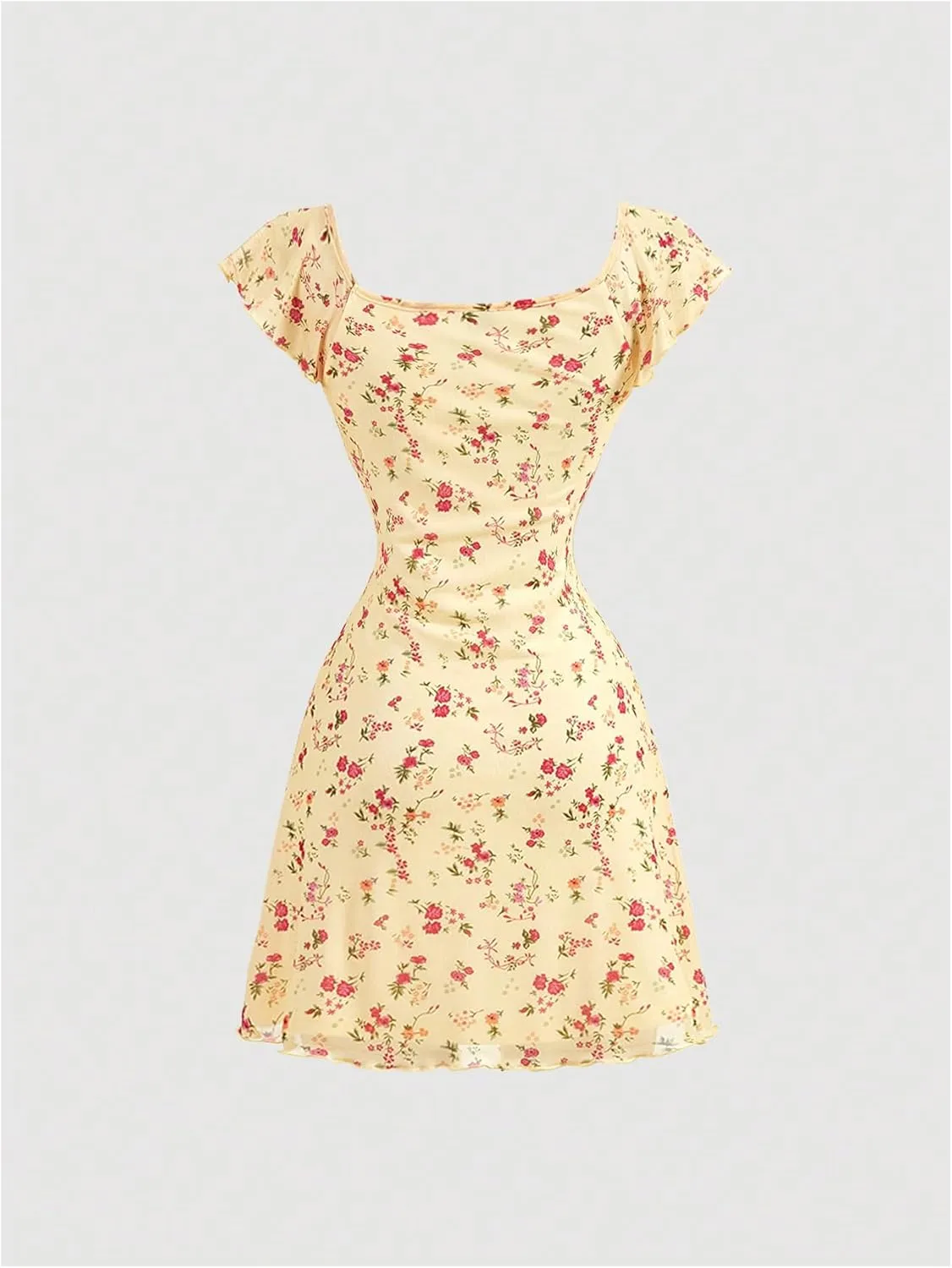 SOLY HUX Women's Vintage Floral Dress Summer Cap Sleeve Mini Dresses Going Out Beach Short Dress