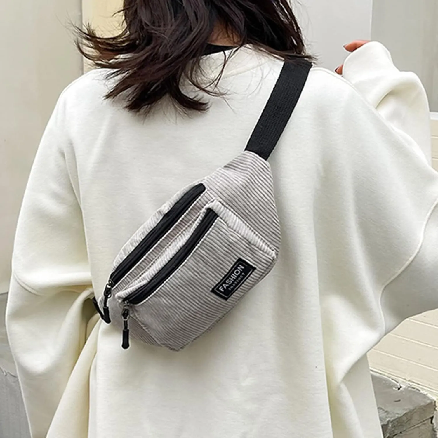 Study Materials Men Chest Bag Texture Body Small Bag Sports Waist Bags Casual Shoulder Bags For Men (Grey, One Size)
