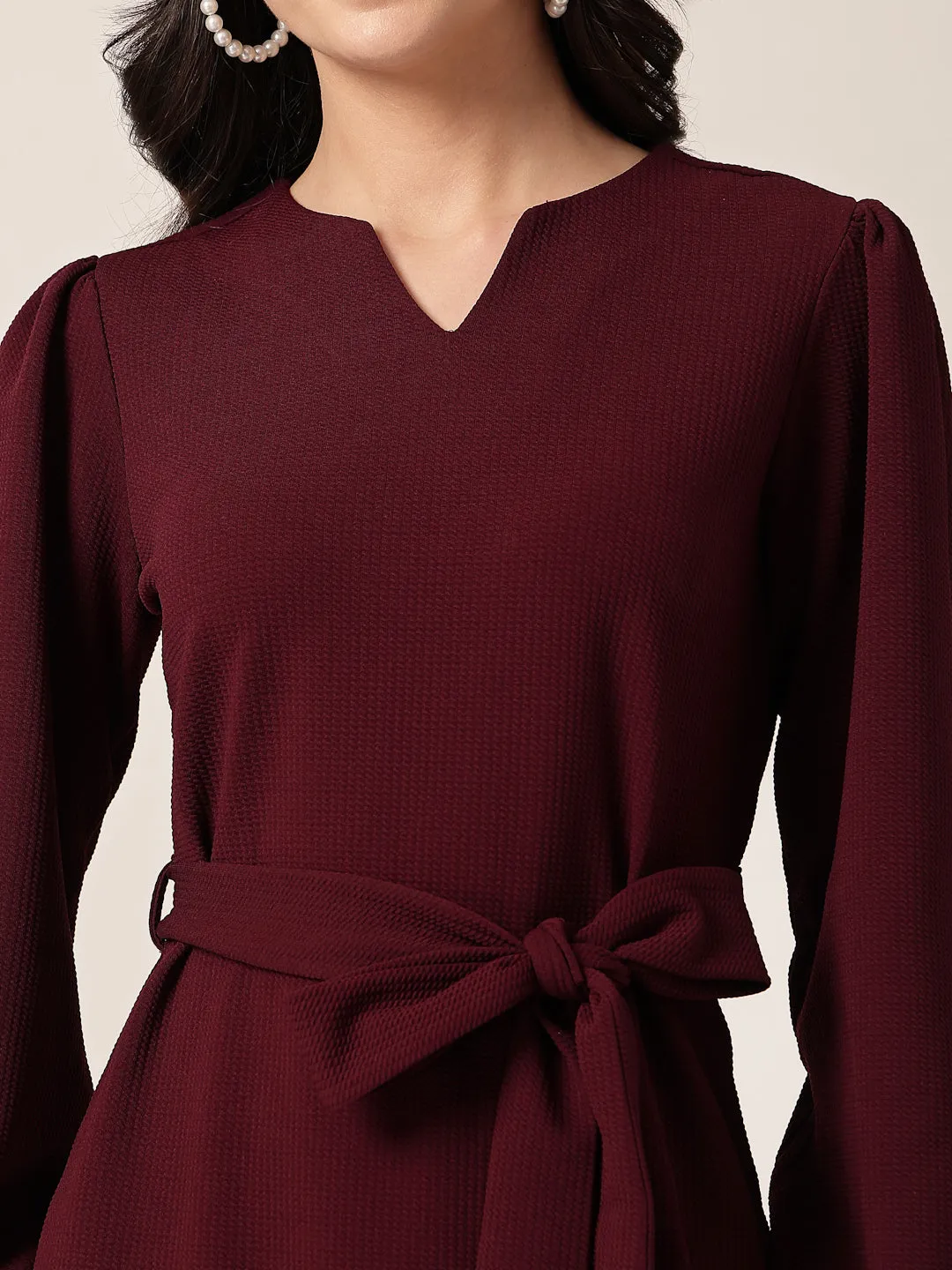 Style Quotient Women Maroon Knit Dress