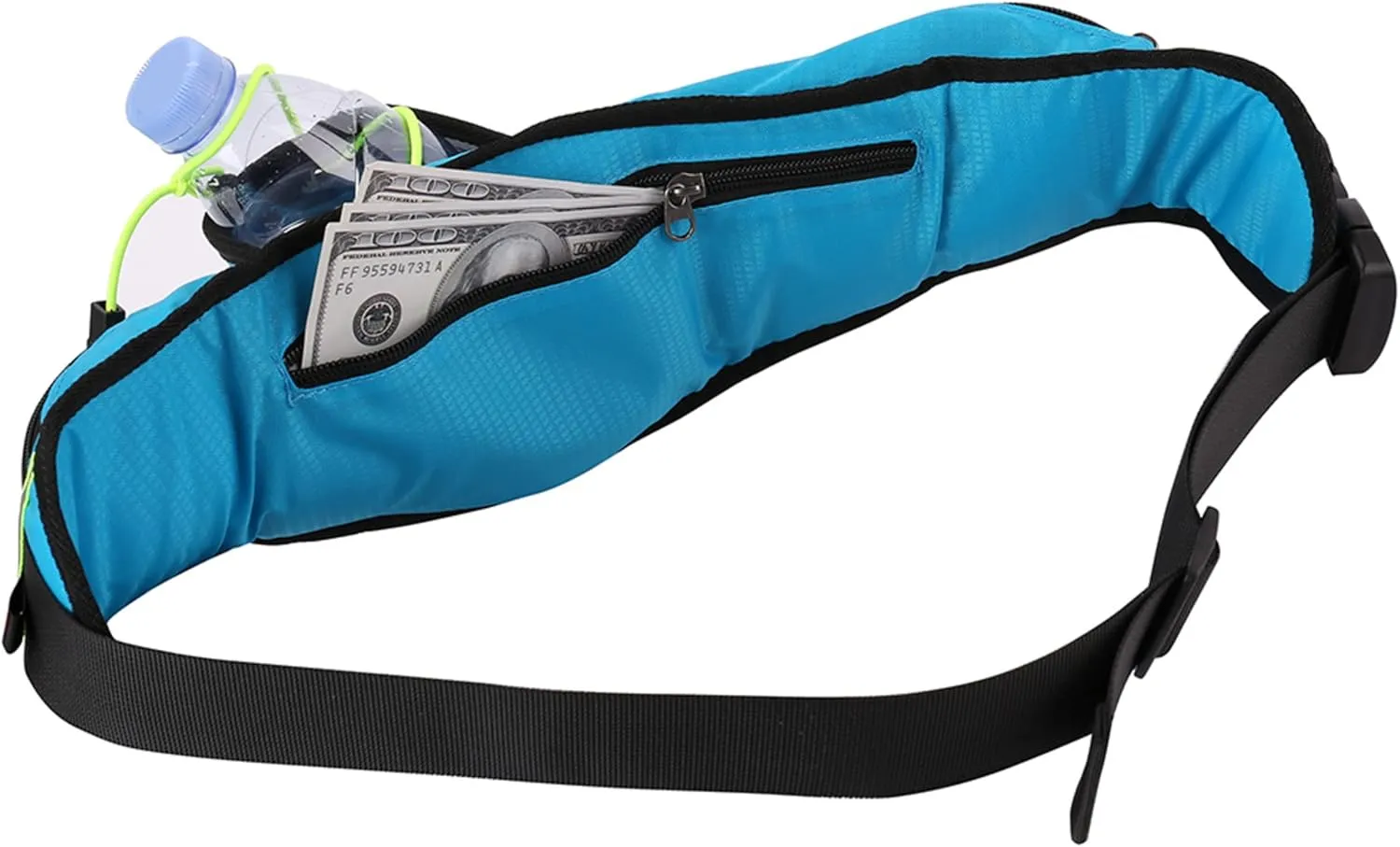 Sumac Water Resistant Waist Pack Travel Pouch Bag  Adjustable Strap, Durable Nylon, Handsfree Phone Holder, Dual Zip Compartments for Hiking, Running, Outdoor Activities, Unisex Accessory (Blue)
