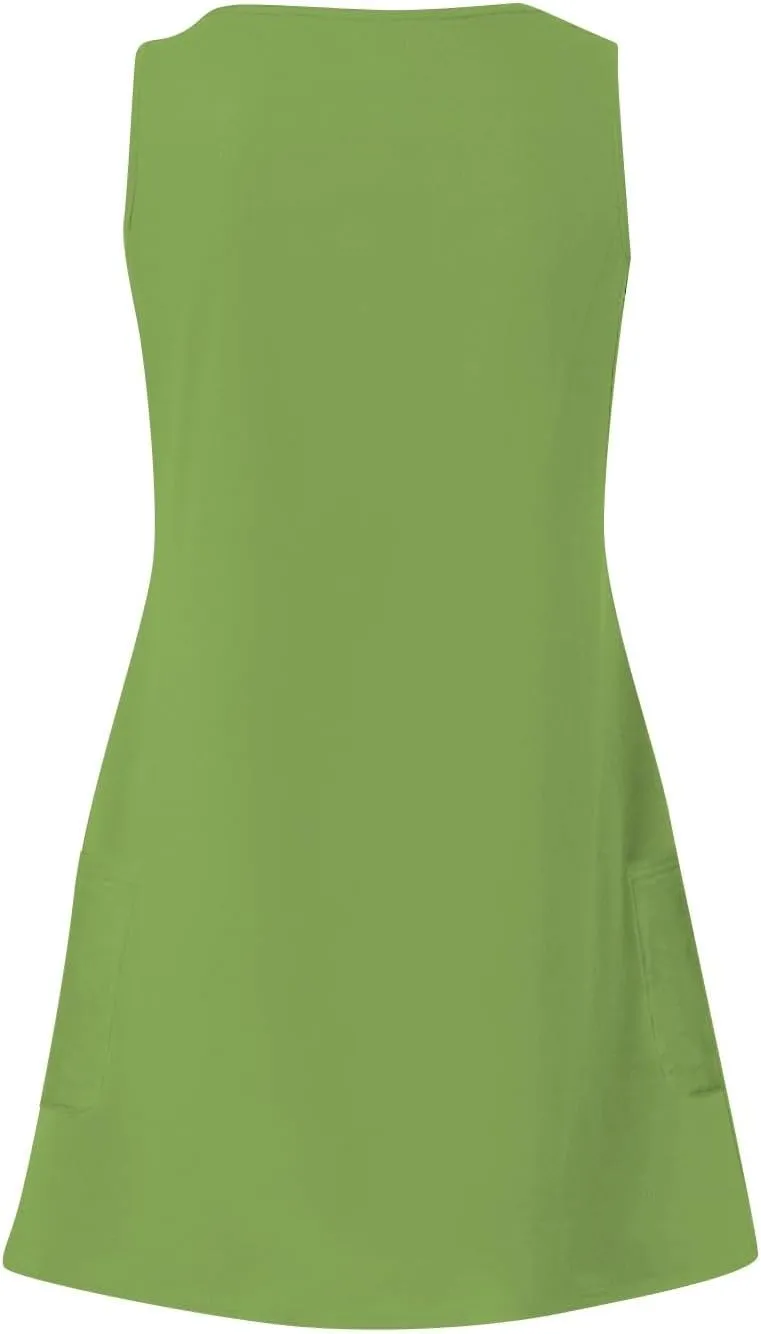 Summer Dresses for Women 2025 Vacation Beach Mini Dress V Neck Sleeveless Swing Tank Sundresses with Pockets