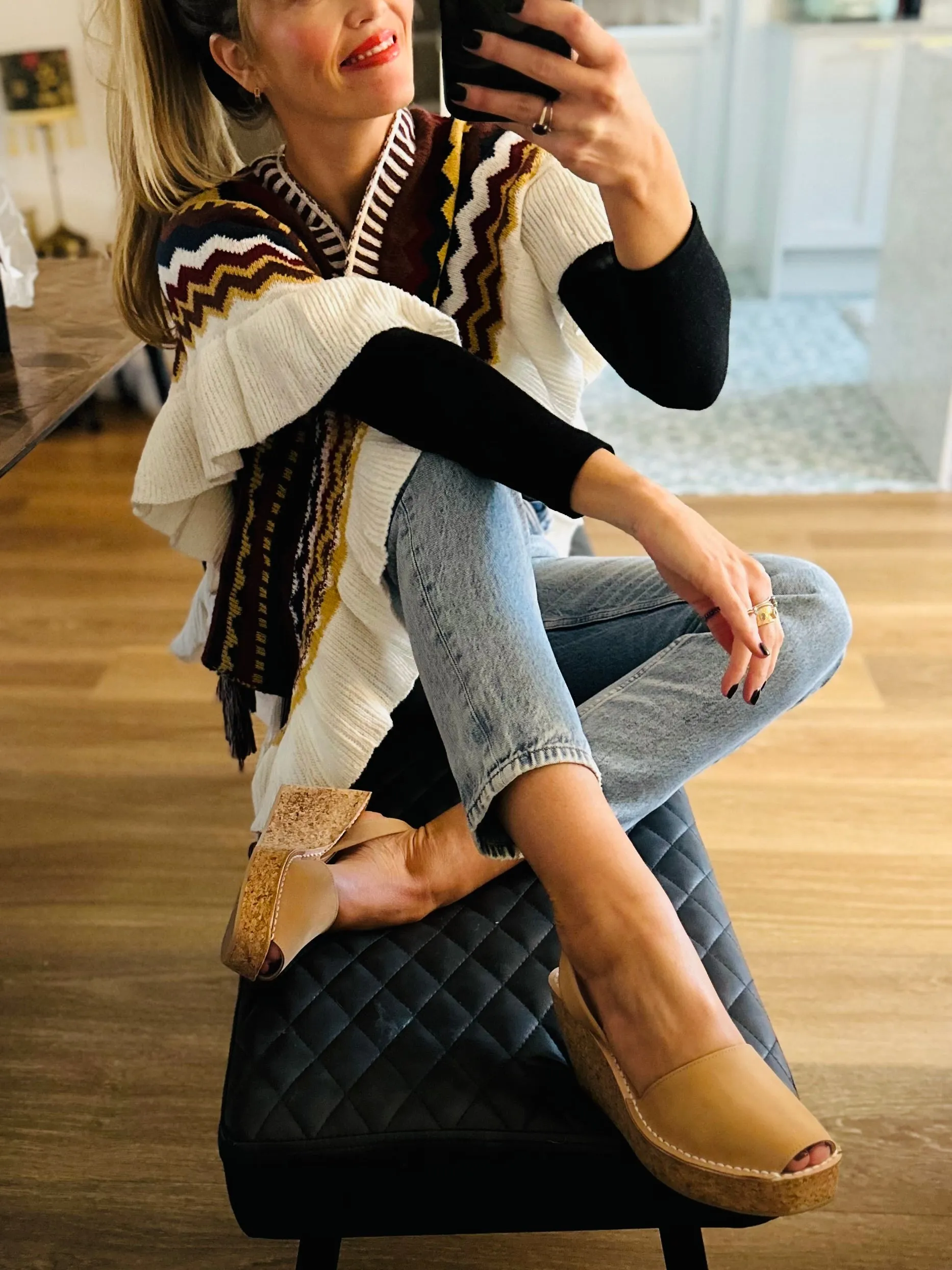 Tan Nubuck Cork Wedge