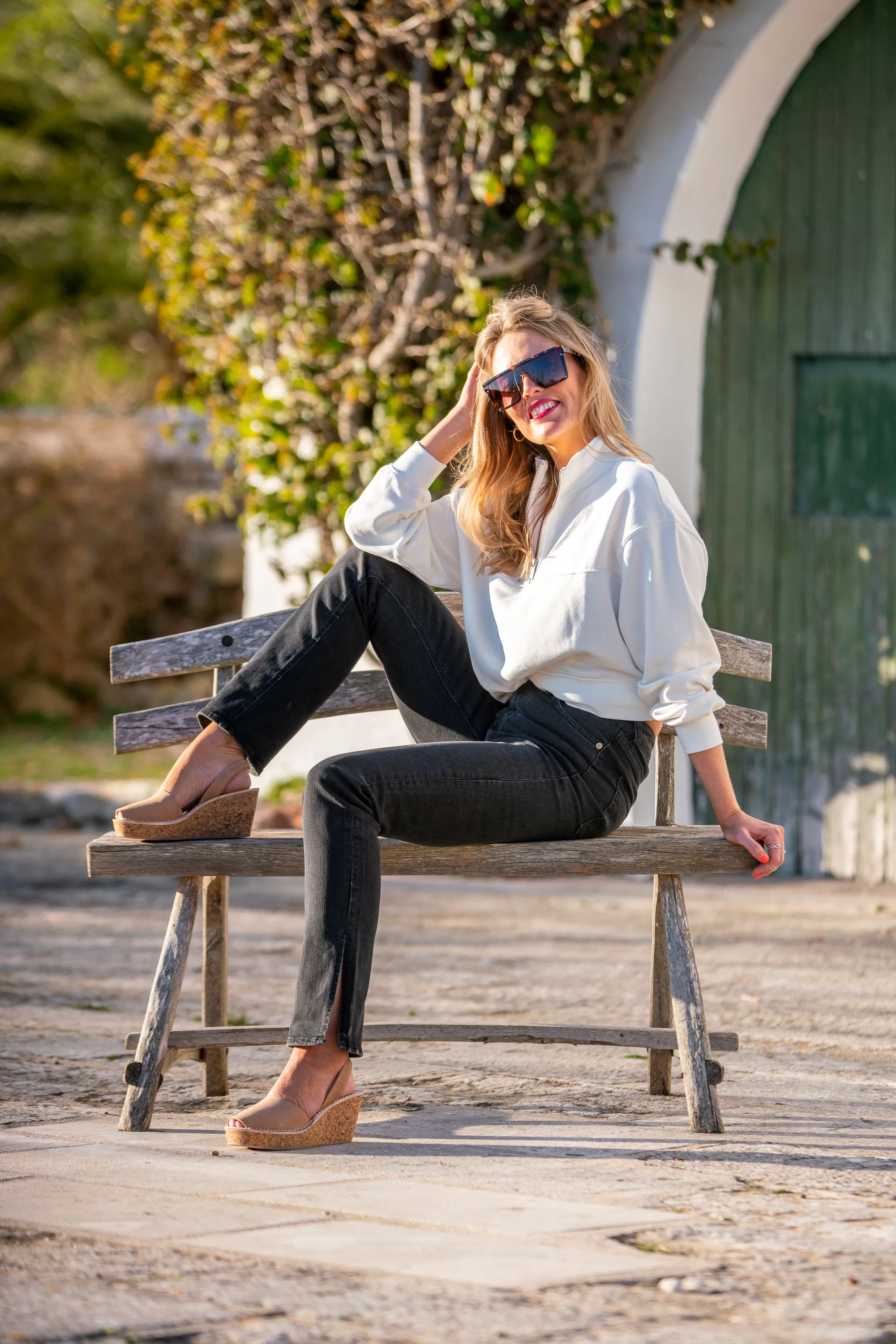 Tan Nubuck Cork Wedge