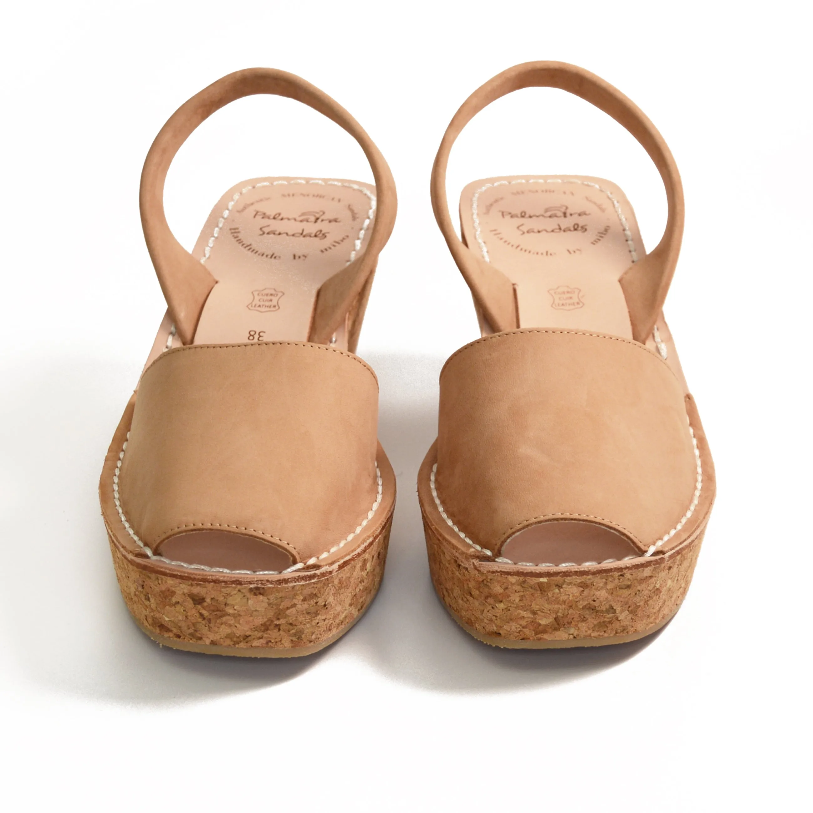 Tan Nubuck Cork Wedge