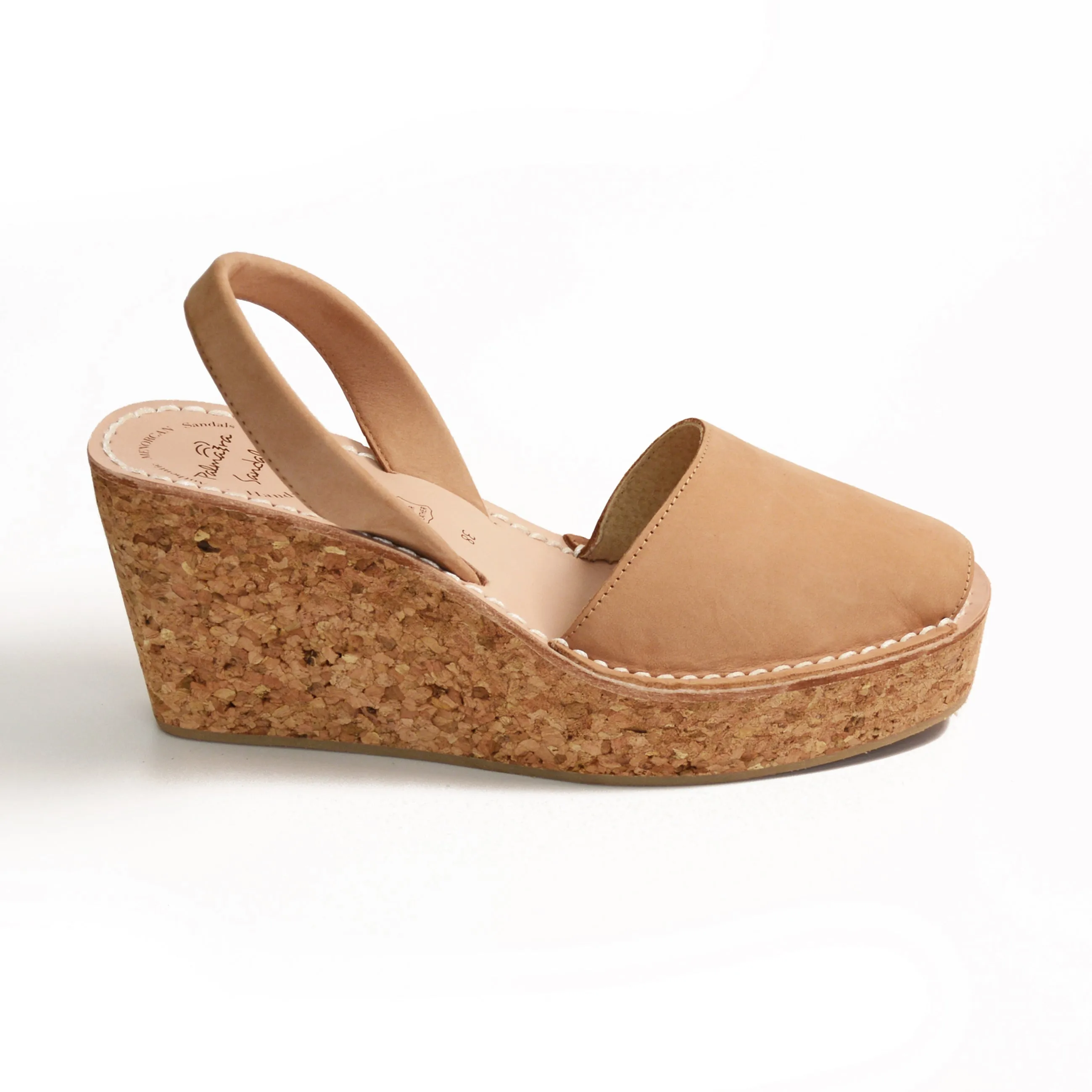 Tan Nubuck Cork Wedge