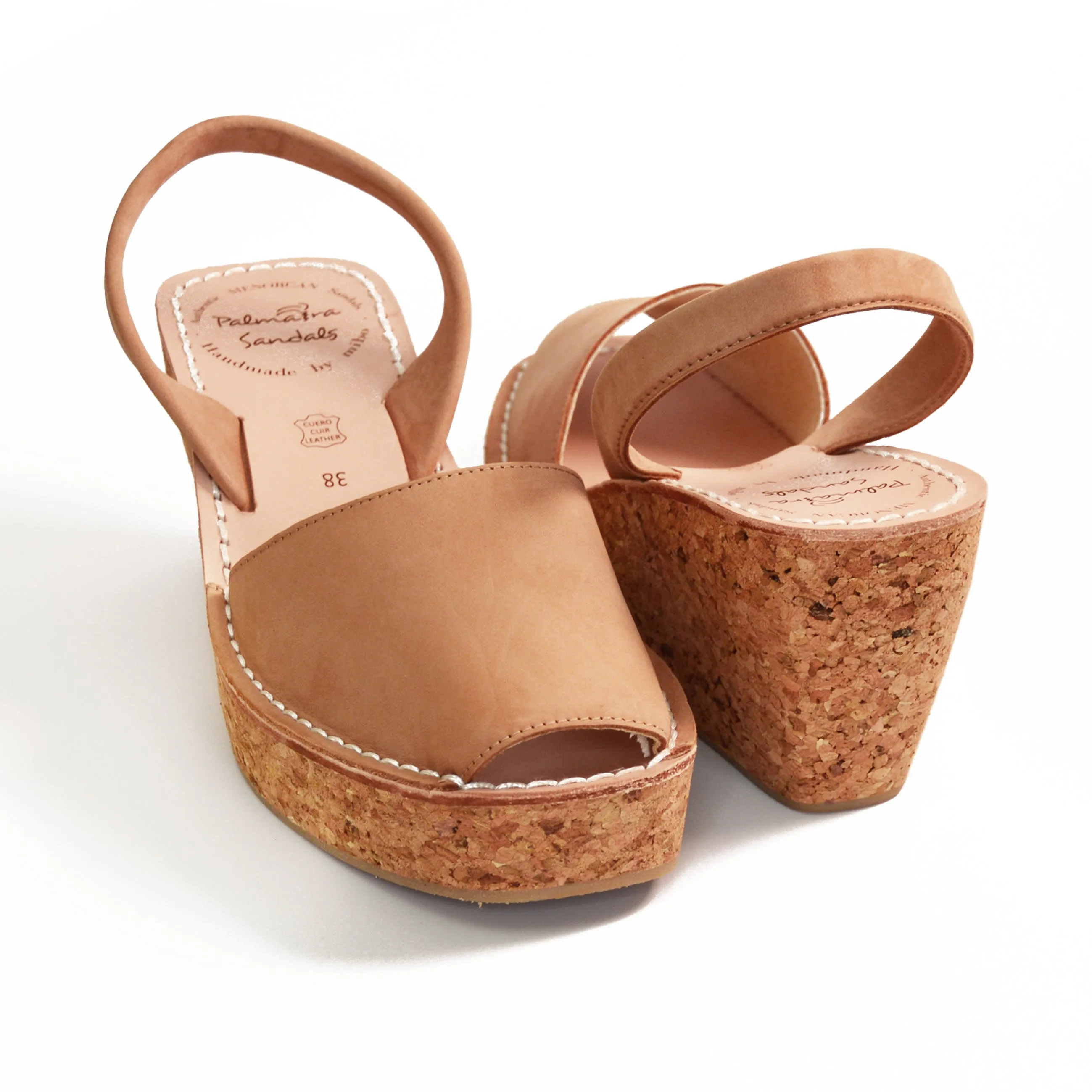 Tan Nubuck Cork Wedge