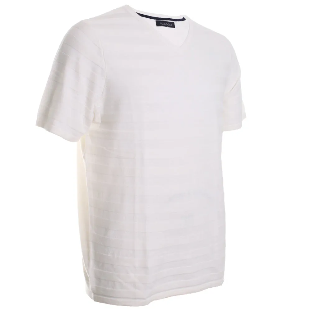 Textured Short Sleeve V Neck Tee