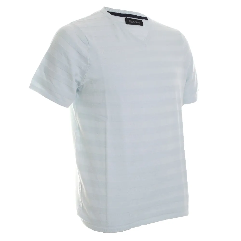 Textured Short Sleeve V Neck Tee