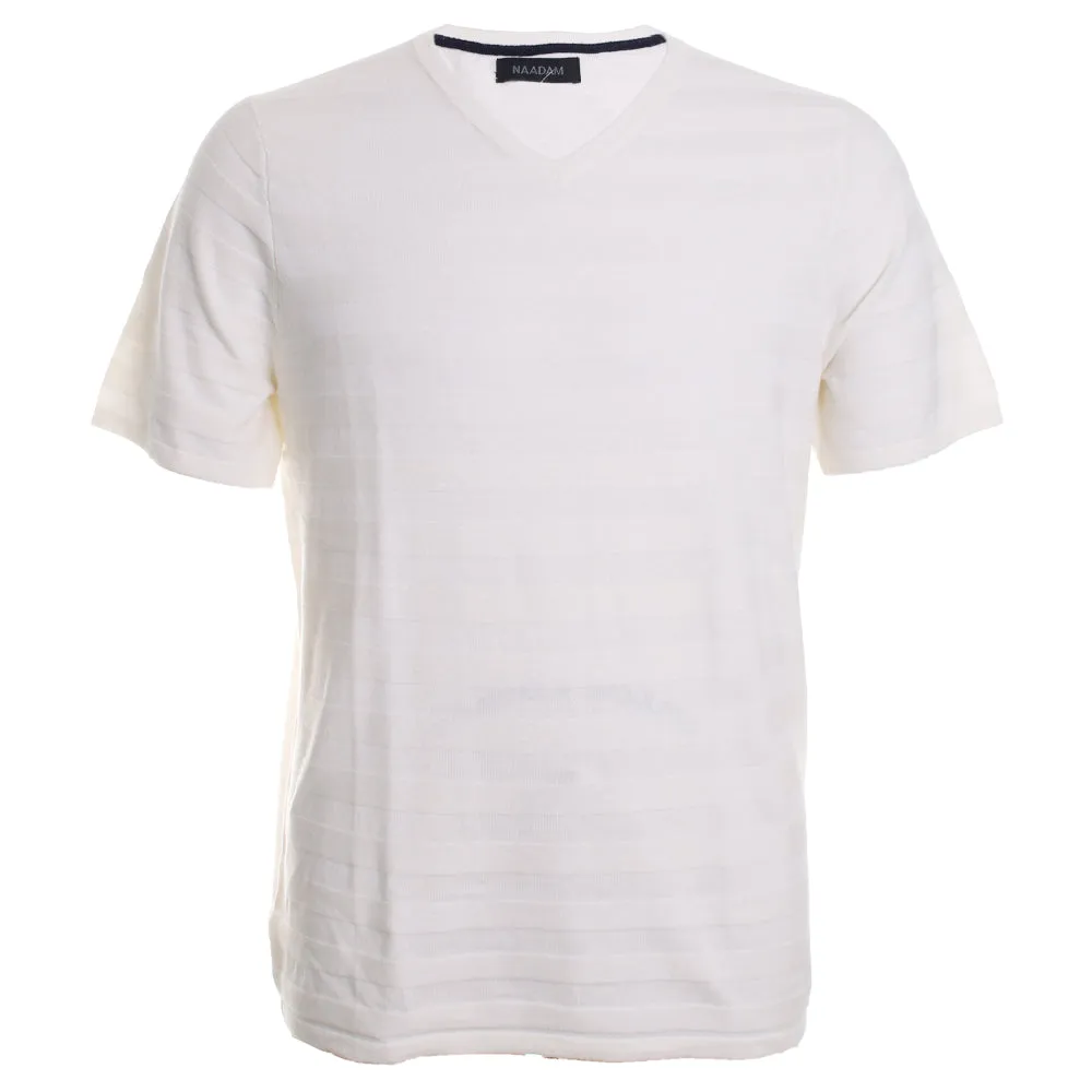 Textured Short Sleeve V Neck Tee