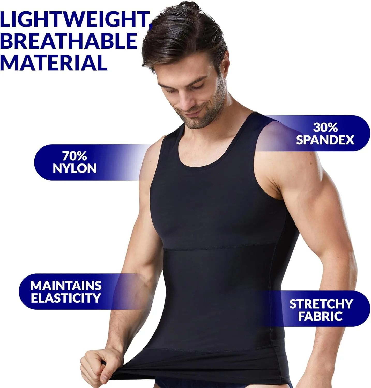 The Natural Posture Men's Ultra Slimming Shirt - Sleeveless Chest and Tummy Control Undershirt