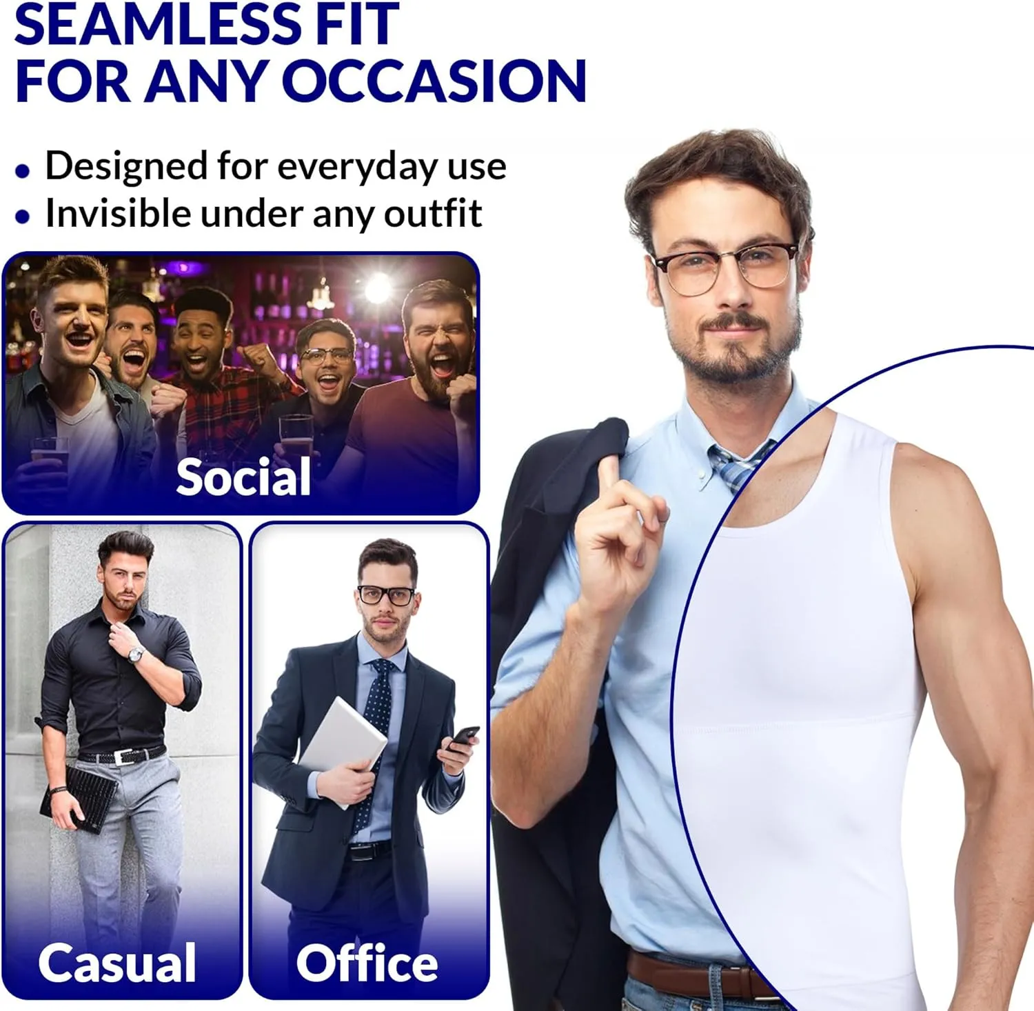 The Natural Posture Men's Ultra Slimming Shirt - Sleeveless Chest and Tummy Control Undershirt