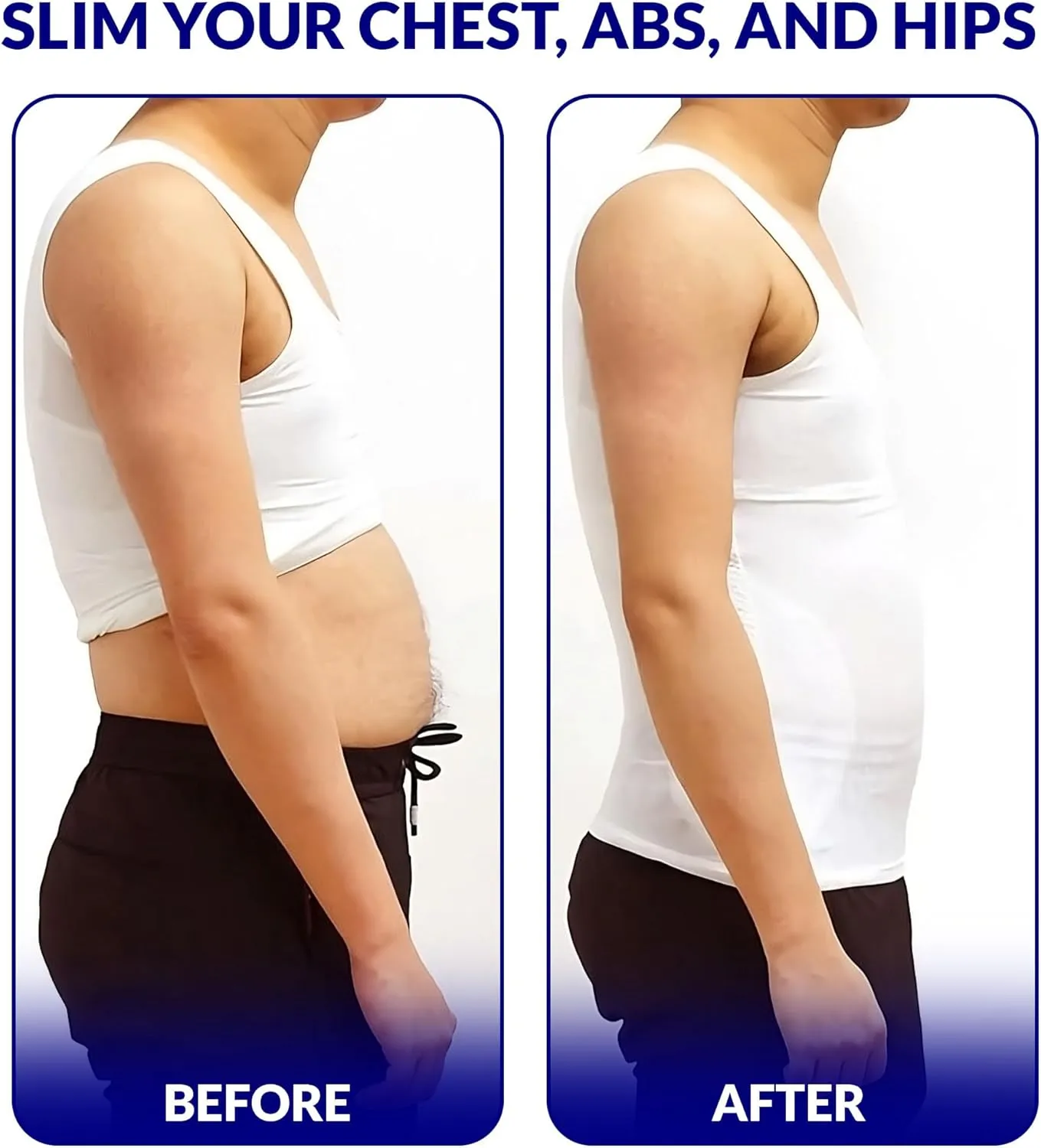 The Natural Posture Men's Ultra Slimming Shirt - Sleeveless Chest and Tummy Control Undershirt
