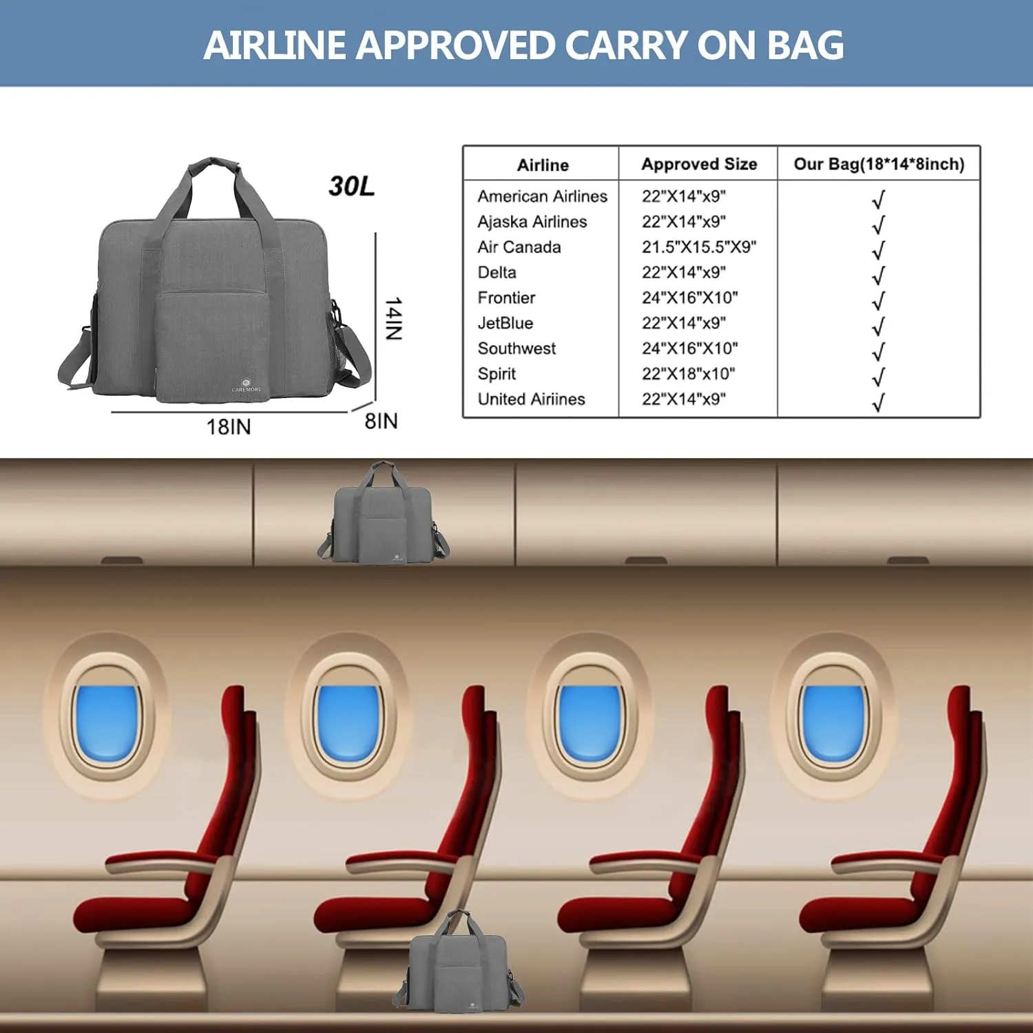 Travel duffel Gym Bag with Shoe Compartment, Foldable Underseat Carry On Bag for Spirit Airlines Personal Item Bag 18X14X8, Swim Sports Gym Bags for Men Women Weekend Overnight Bag Waterproof Material