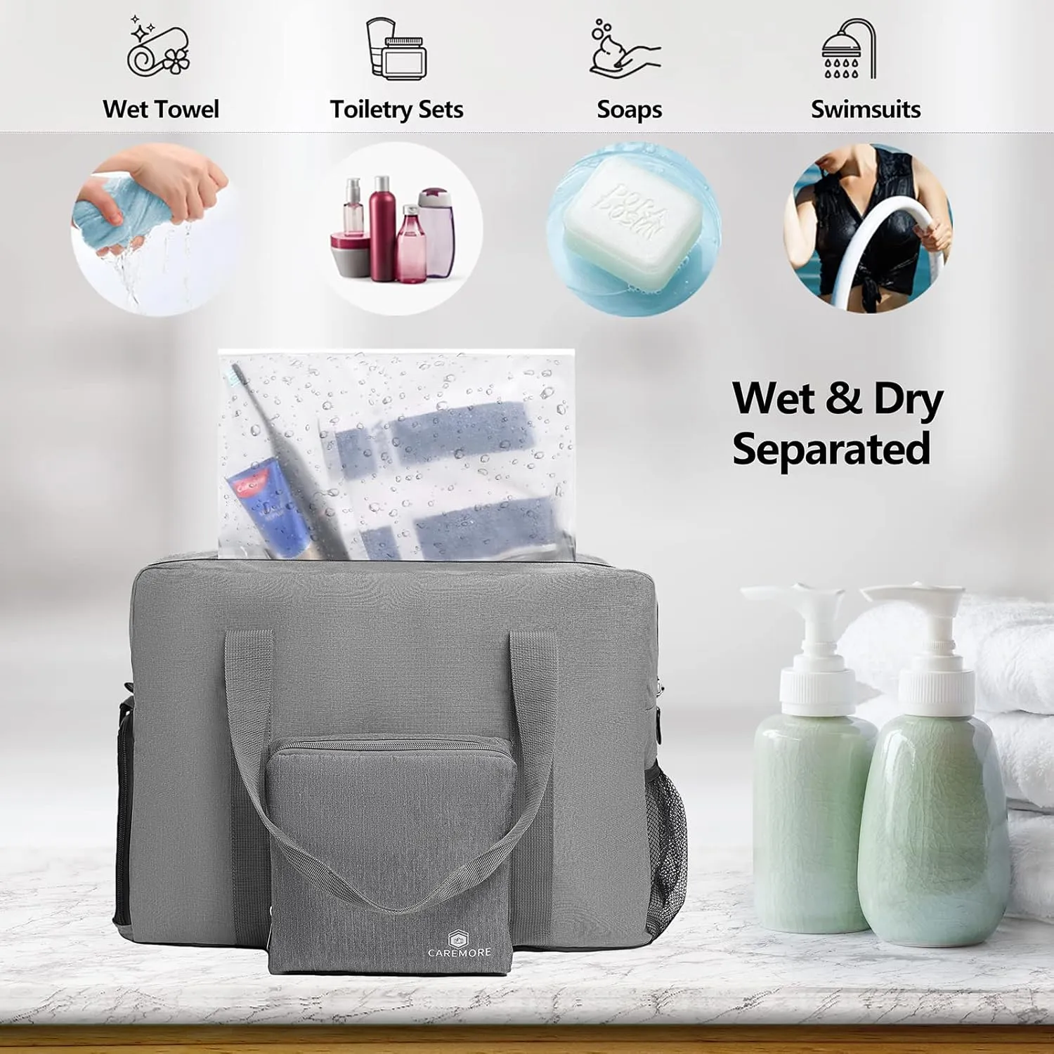Travel duffel Gym Bag with Shoe Compartment, Foldable Underseat Carry On Bag for Spirit Airlines Personal Item Bag 18X14X8, Swim Sports Gym Bags for Men Women Weekend Overnight Bag Waterproof Material
