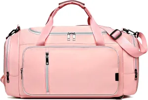 Travel Duffle Bag for Women,Gym Bag with Shoe Compartment,Weekend overnight bag with wet pocket,Waterproof carry on Travel Bag(Pink)