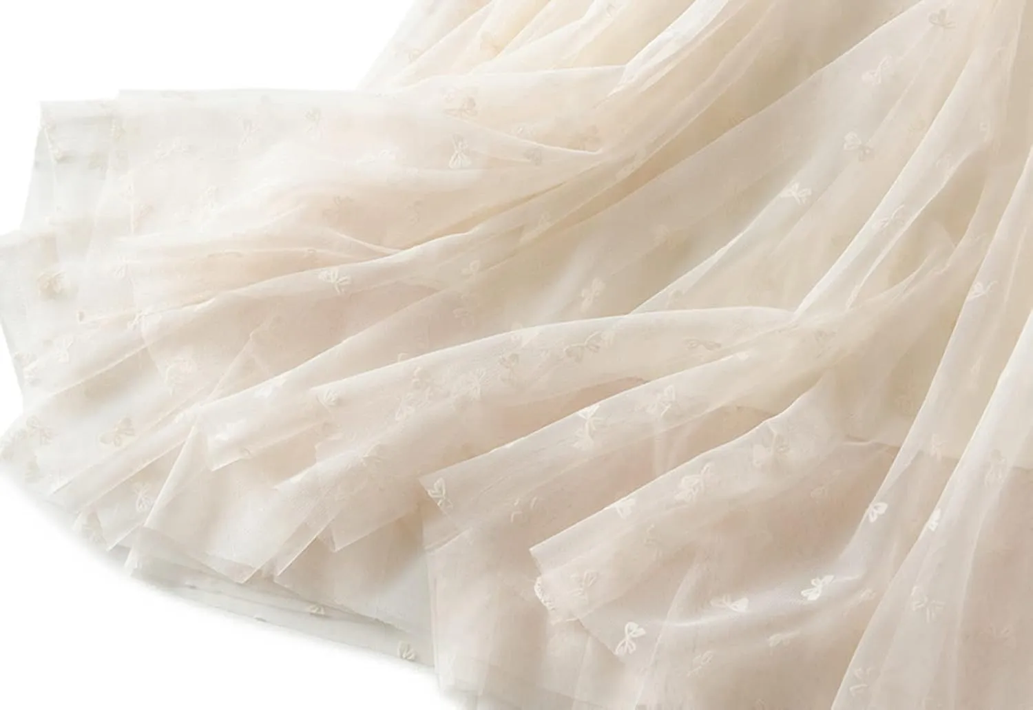 Tulle Skirts for Women High Waist Layered Floral Print Embroidery Mesh A-Line Skirt Party Dress
