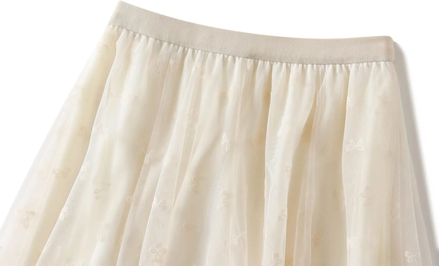 Tulle Skirts for Women High Waist Layered Floral Print Embroidery Mesh A-Line Skirt Party Dress