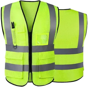Tydon Guardian Reflective Safety Vest for Women Men High Visibility Security With Pocket Zipper Front Meet ANSI/ISEA Standard