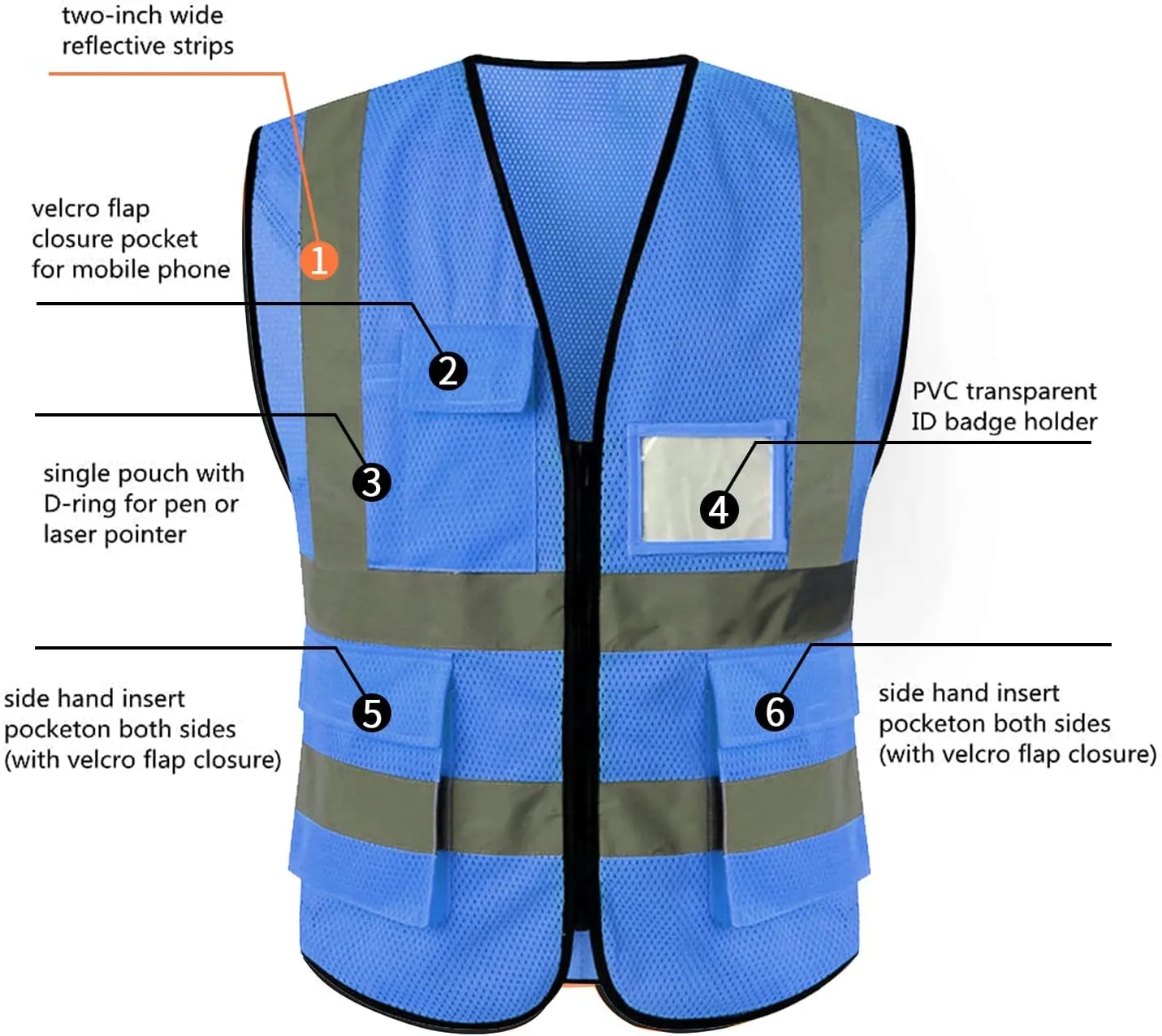 Tydon Guardian Reflective Safety Vest for Women Men High Visibility Security With Pocket Zipper Front Meet ANSI/ISEA Standard
