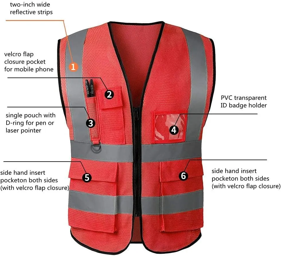 Tydon Guardian Reflective Safety Vest for Women Men High Visibility Security With Pocket Zipper Front Meet ANSI/ISEA Standard