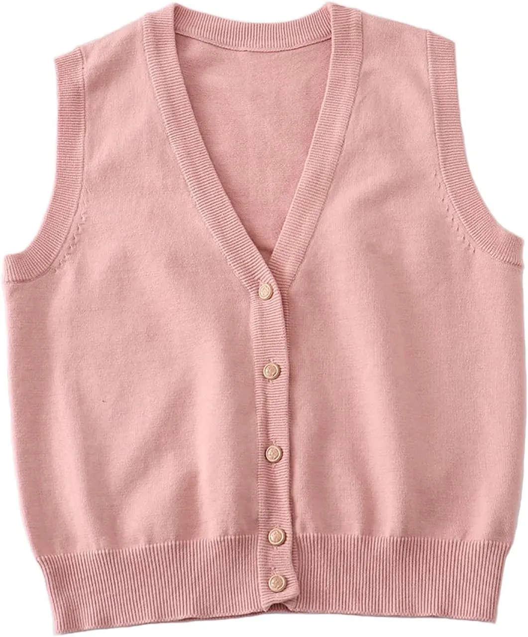 V Neck Sweater Vest for Women Trendy Sleeveless Cardigan Solid Color Button Down Knitted Tank Tops