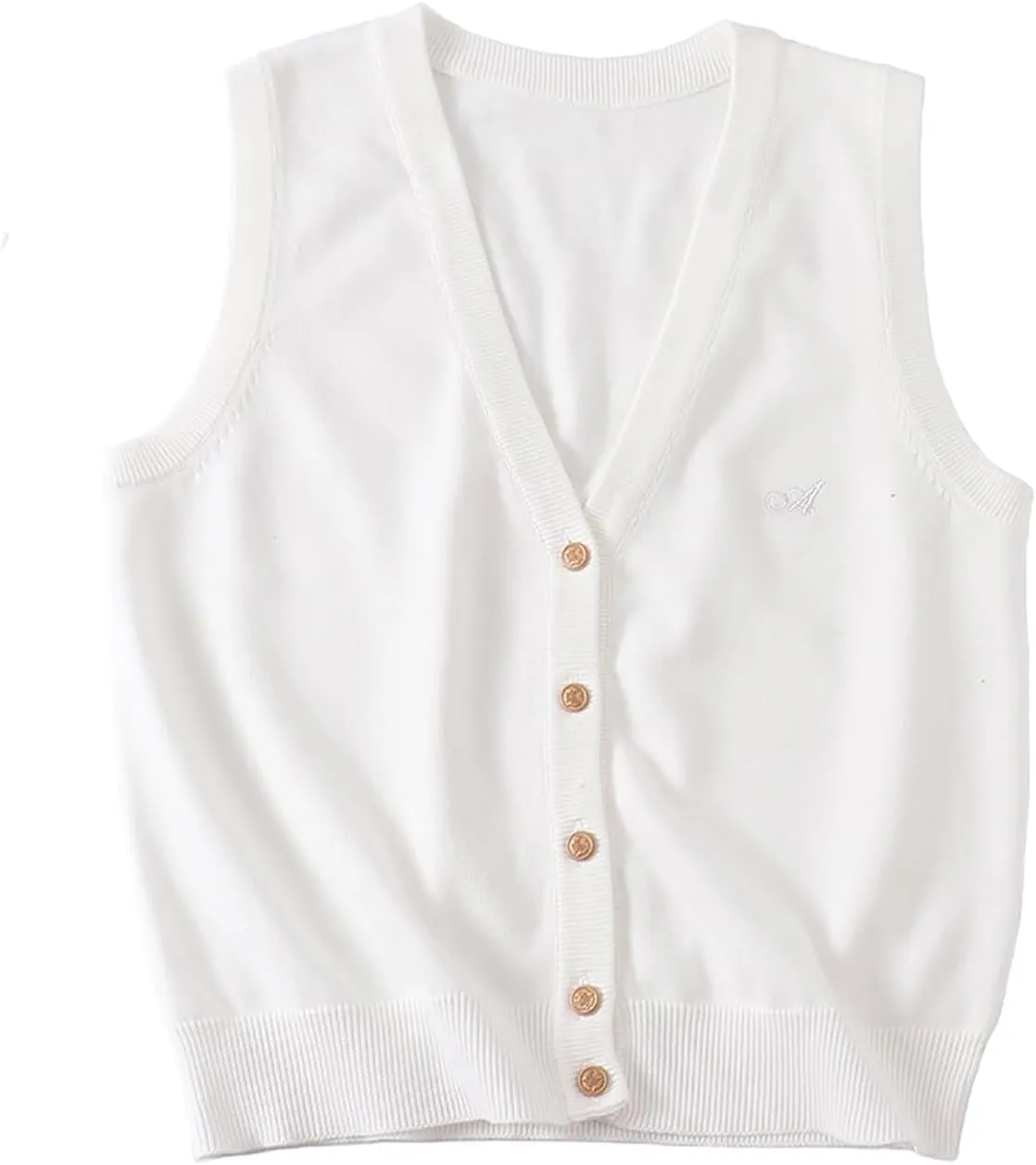 V Neck Sweater Vest for Women Trendy Sleeveless Cardigan Solid Color Button Down Knitted Tank Tops