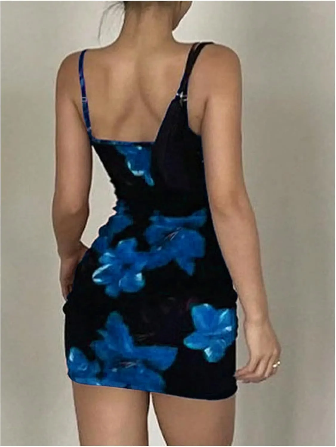 Verdusa Women's Floral Y2K Mini Dress Vintage Flower Sundress Cami Short Bodycon Going Out Dresses
