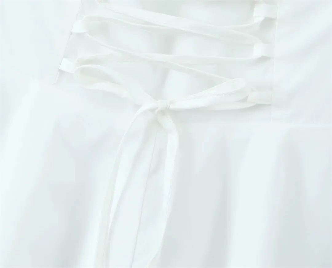 Women Deep V Halters Party Mini Dress Solid Backless Sleeveless Lace Up A-Line Dresses Summer