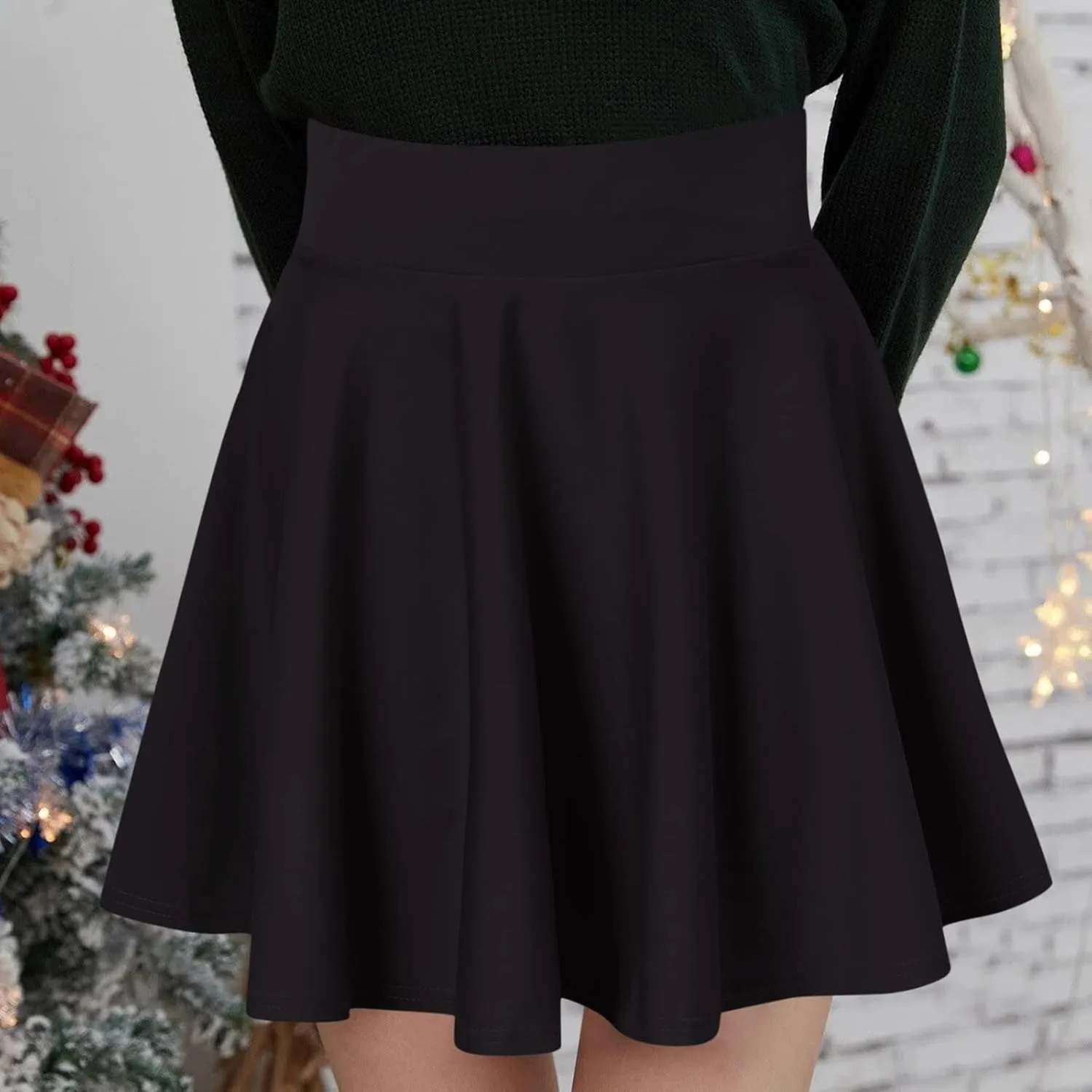 Women Fashion Casual Short Style Solid Half Skirt Glare Sun Skirt Pleated Skirt Midi Skirt for Women