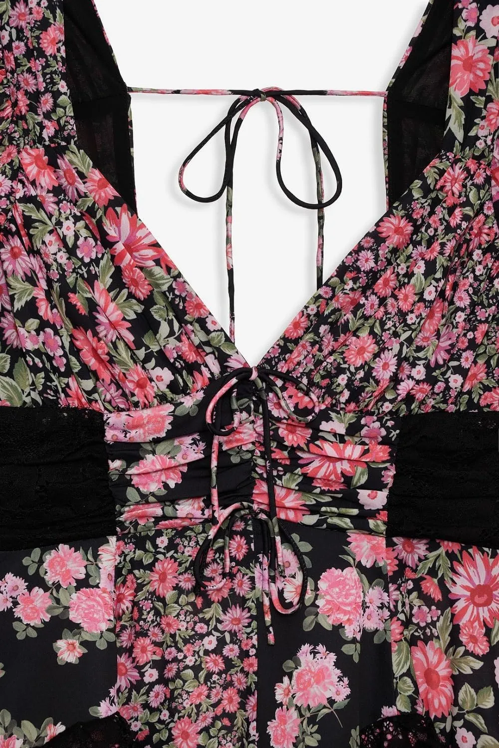 Women Floral Puff Sleeve Mini Dress Boho Ruffle A Line Babydoll Dress Cute Graphic Backless Summer Sundress