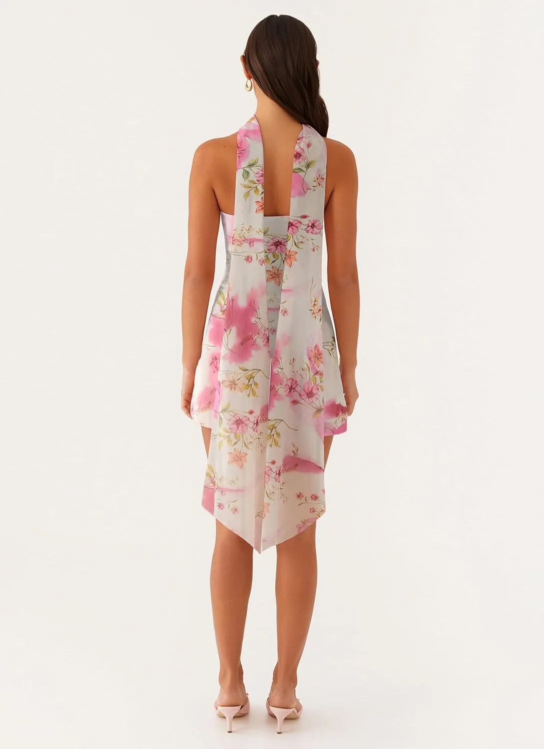 Women Floral Strapless Tube Mini Dress Y2K Flower Backless Bodycon Summer Formal Cocktail Short Dress with Scarf