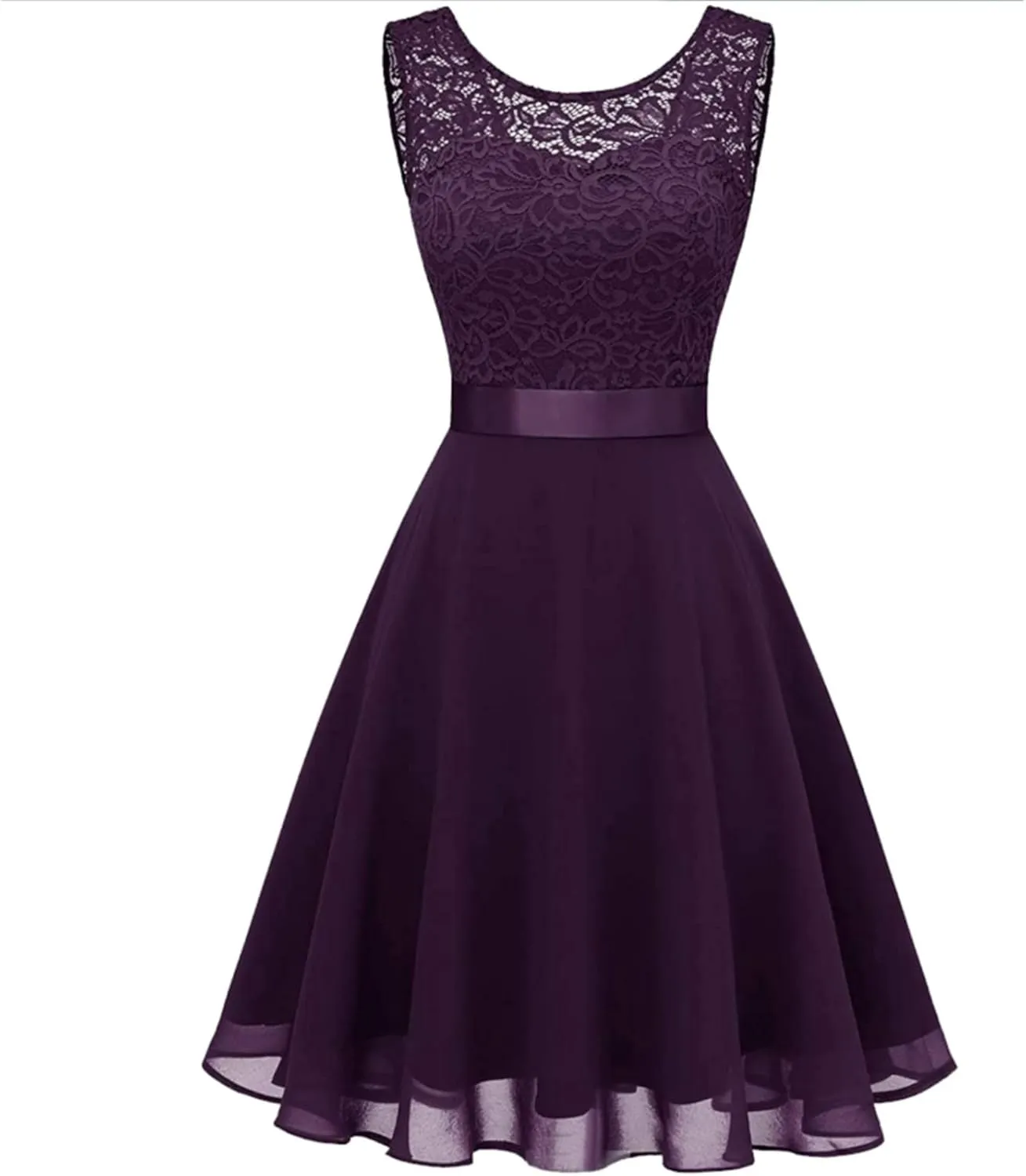 Women Mesh Floral Embroidery Cocktail Dress Sleevelesss Crewneck Flared a Line Midi Dress Wedding Prom Evening Dress