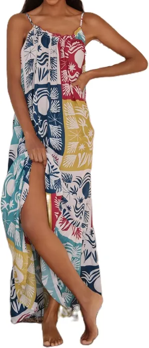Women Summer Boho Maxi Dress Y2k Floral Print Sleeveless Flowy Long Dress Vintage Spaghetti Strap Beach Sundress