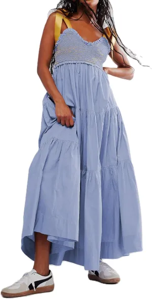 Women Summer Y2k Floral Maxi Dress Tie Shoulder Smocked Long Dress Tiered Flowy Swing A Line Beach Sundress