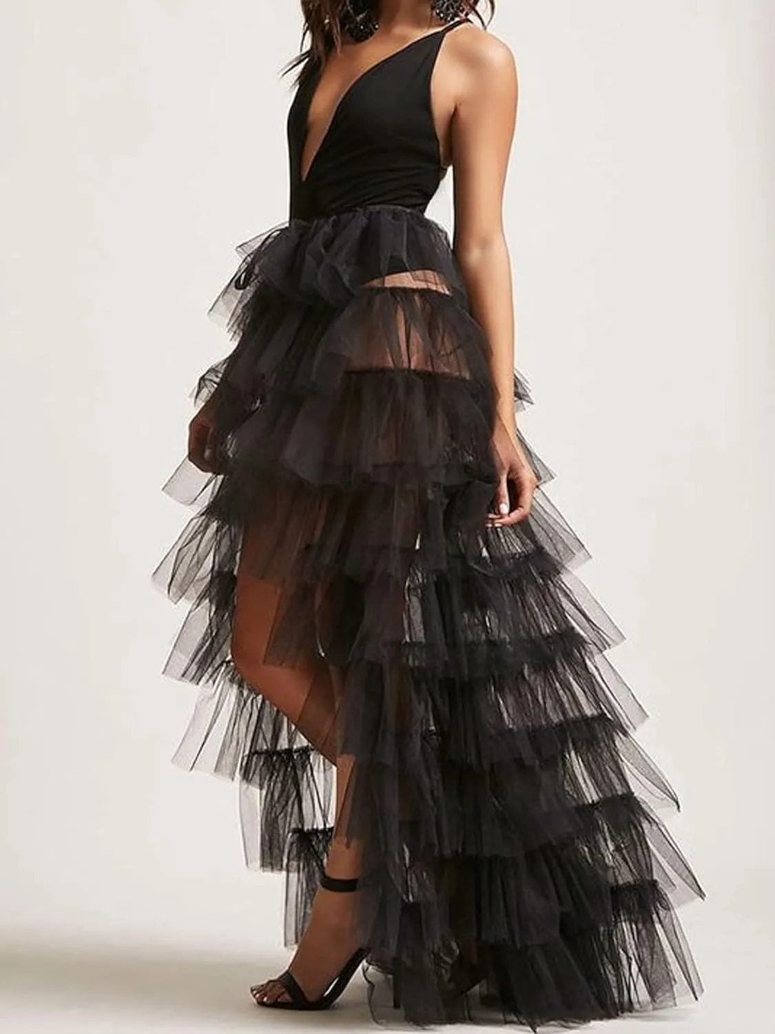 Women Tulle Tutu Long Skirts Party Prom Detachable Bandage Mesh Maxi Dress Overskirt Overlay Long Bridal Skirt