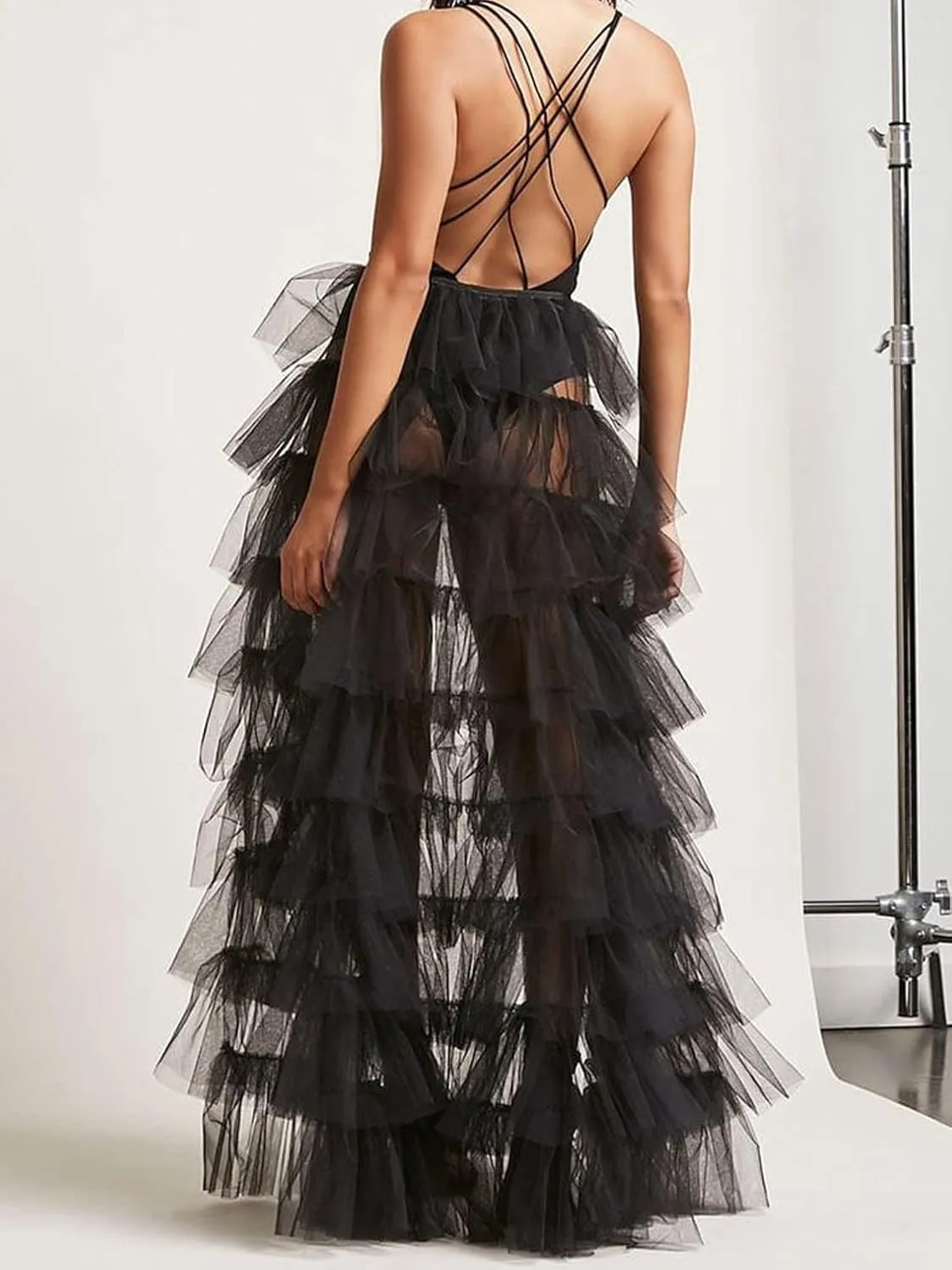 Women Tulle Tutu Long Skirts Party Prom Detachable Bandage Mesh Maxi Dress Overskirt Overlay Long Bridal Skirt