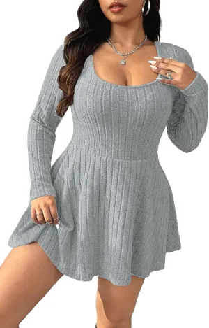 Women's Black Ribbed Knit Off-Shoulder Sweater Dress Have Pockets Casual Sportswear